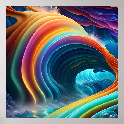 Poster Cascade arc-en-ciel lumineuse gracieuse (Devant)