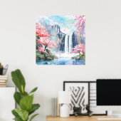 Poster Cascade au printemps (Bureau à domicile)