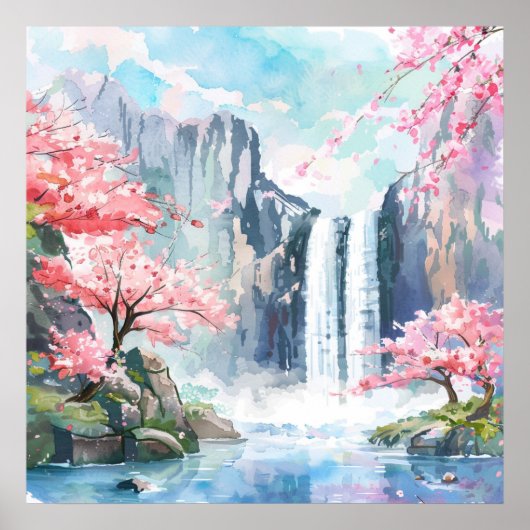 Poster Cascade au printemps (Devant)
