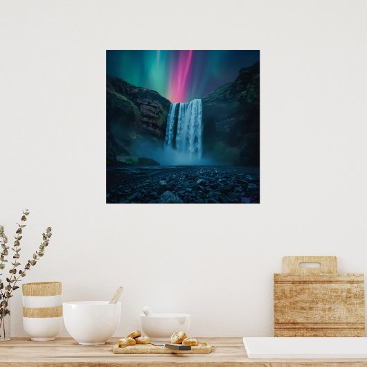 Poster Cascade Aurora Art Imprimer - Vue majestueuse du s (Cuisine)
