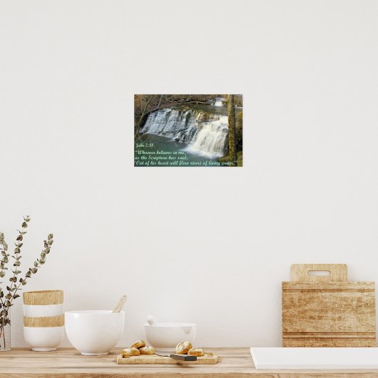 Poster Cascade avec John 7:38 (Cuisine)