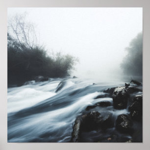 Poster Cascade cascade le matin mystique brumeux