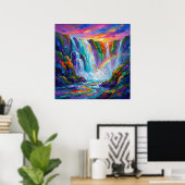 Poster Cascade Colorée - Style Impasto (Bureau à domicile)