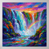 Poster Cascade Colorée - Style Impasto (Devant)
