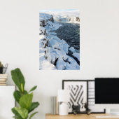 Poster Cascade couvert de neige de Godafoss (Bureau à domicile)