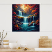 Poster Cascade dans une forêt automnale 🍂 (Cuisine)