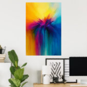 Poster Cascade de Colorburst Explosion Abstraite (Bureau à domicile)