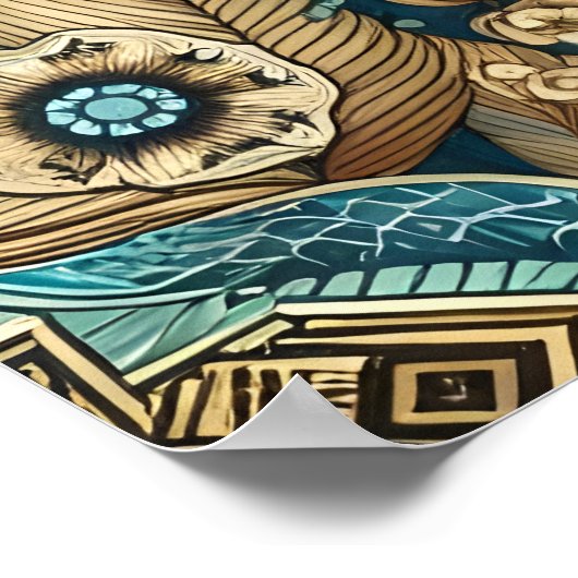 Poster Cascade de Forest Mountain Boho Motif naturel (Coin)