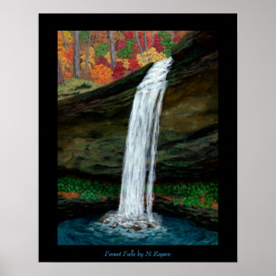 Poster Cascade de forêt - Peinture de cascade des Appalac