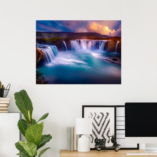 Poster Cascade de Godafoss Islande (Bureau à domicile)