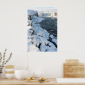 Poster Cascade de Godafoss recouverte de neige (Cuisine)