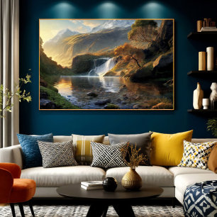 Poster Cascade de Lumière Dorée