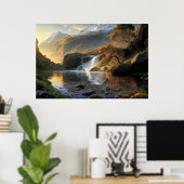 Poster Cascade de Lumière Dorée (Bureau à domicile)
