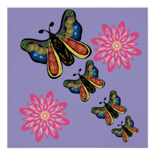Poster Cascade de Papillons Artistique Personnalisée