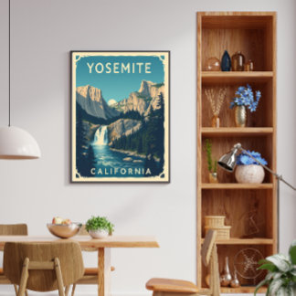 Poster Cascade de Yosemite Californie Vintage Retro