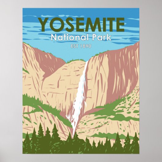 Poster Cascade de Yosemite National Park California (Devant)