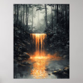 Poster Cascade d'or dans une forêt mystique (Devant)