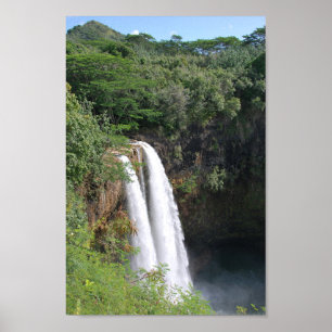 Poster Cascade double, Wailua Falls Kauai Hawaii