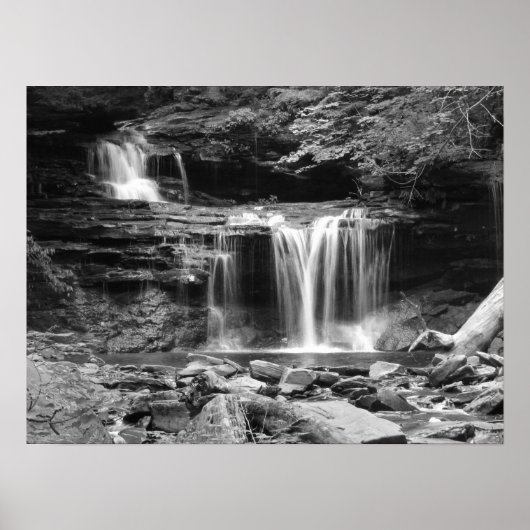 Poster Cascade en noir et blanc (Devant)