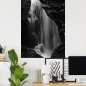 Poster Cascade en noir et blanc à longue exposition (Bureau à domicile)