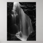 Poster Cascade en noir et blanc à longue exposition (Devant)