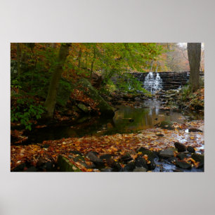 Poster Cascade et ruisseau d'automne en Pennsylvanie Natu