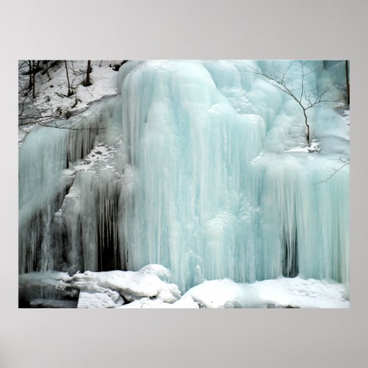 Poster Cascade gelée, bleue (Devant)