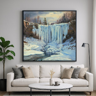 Poster Cascade gelée - Impressionnisme Style Nature Art