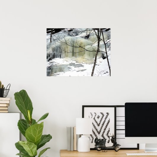 Poster Cascade gelée, jaune (Bureau à domicile)