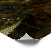 Poster Cascade Jacob van Ruisdael avec figures (Coin)