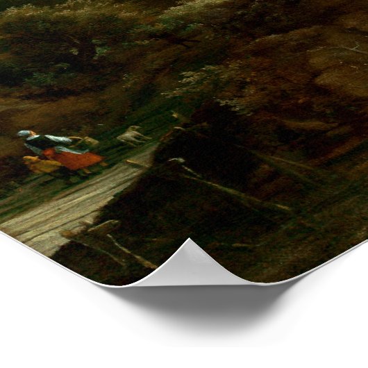 Poster Cascade Jacob van Ruisdael avec figures (Coin)