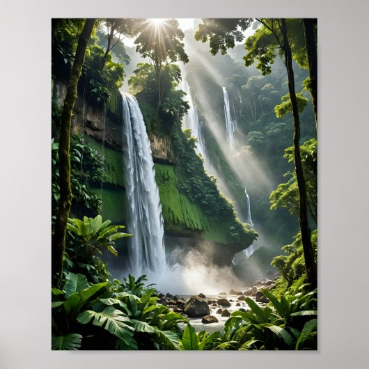 Poster Cascade majestueuse de la Jungle (Devant)