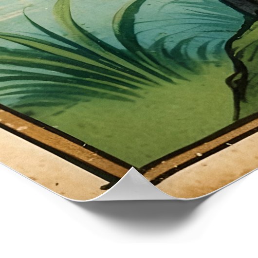 Poster Cascade médiévale de charme Leopard (Coin)