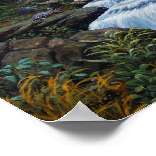 Poster Cascade Mère et Cube Ours Noir (Coin)