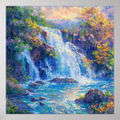 Poster Cascade scintillante - Style de peinture impressio (Devant)