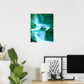 Poster Cascade serène en bleu et vert (Bureau à domicile)