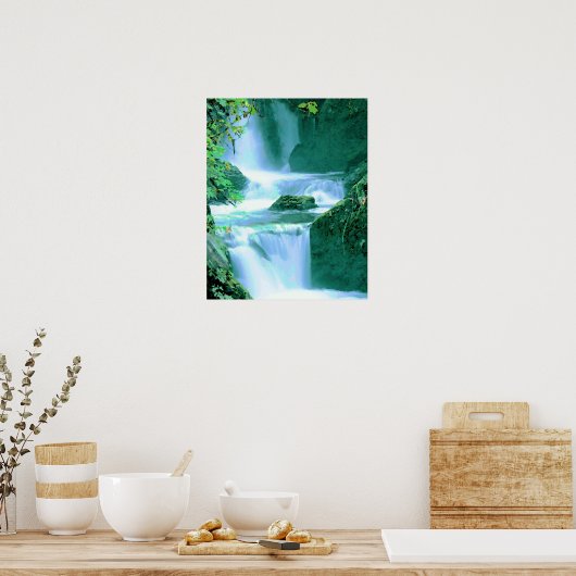 Poster Cascade serène en bleu et vert (Cuisine)