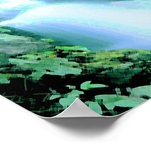 Poster Cascade serène en bleu et vert (Coin)