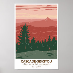 Poster Cascade Siskiyou National Monument Oregon Vintage