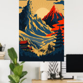 Poster cascade style ukiyo-e (Bureau à domicile)