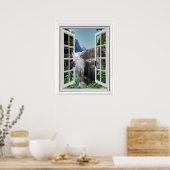 Poster Cascade Trompe l'oeil Effet Faux Fenêtre Vue (Cuisine)