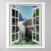 Poster Cascade Trompe l'oeil Effet Faux Fenêtre Vue (Devant)