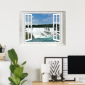 Poster Cascade Trompe l'oeil Vue de Fausse Fenêtre (Bureau à domicile)