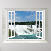 Poster Cascade Trompe l'oeil Vue de Fausse Fenêtre (Devant)