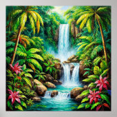 Poster Cascade tropicale luxuriante (Devant)