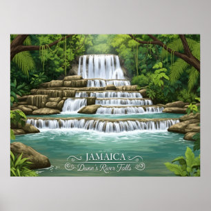 Poster Cascade tropicale luxuriante en Jamaïque