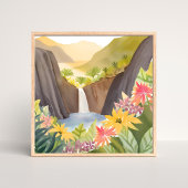 Poster Cascade tropicale | Paysage Floral Aquarelle