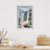 Poster Cascade Vue Trompe l'oeil Fenêtre Faux (Cuisine)