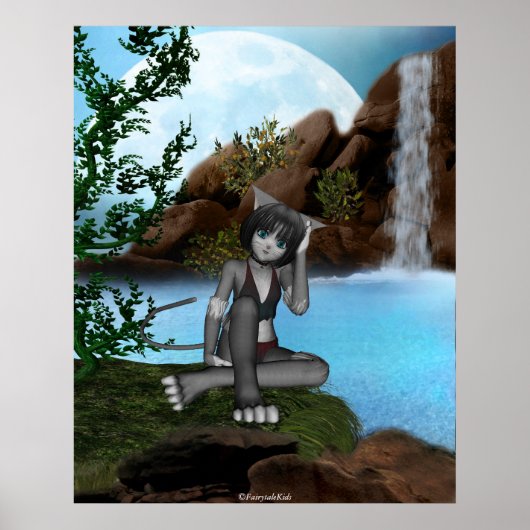Poster Cascades Cutie Anime Kitten Lune 3 (Devant)