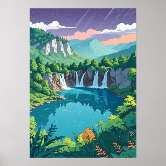 Poster Cascades des lacs de Plitvice Art (Devant)